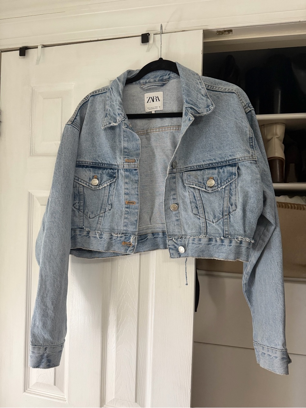 ZARA Light Wash Cropped Denim Jacket
